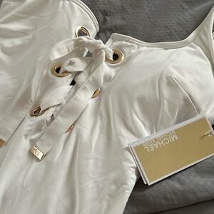 New with tags Michael kors authentic white and gold swimsuit